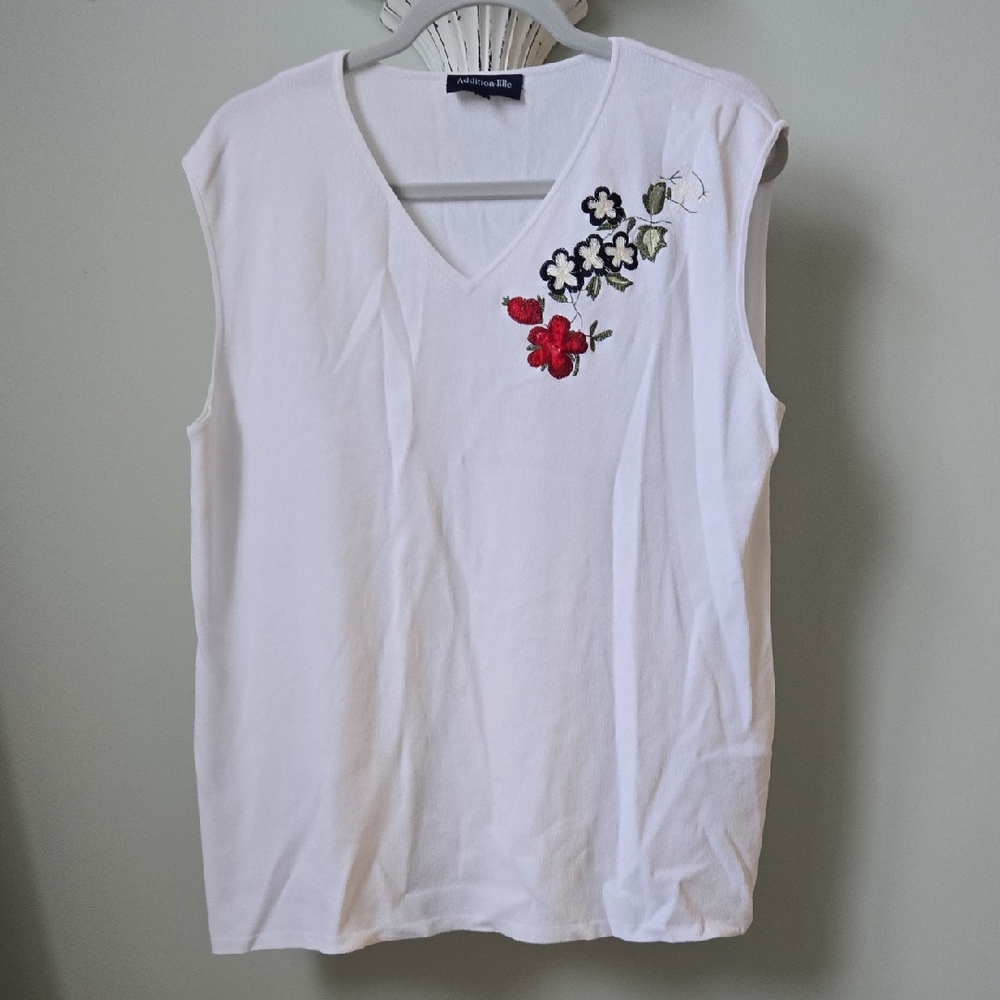 Embroidered White Sleeveless Top